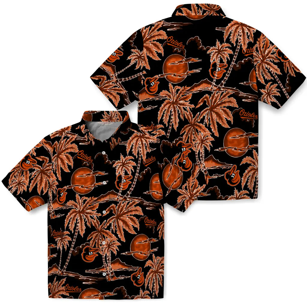 Baltimore Orioles Hawaiian Shirt - Palm Sunset | Hula Hawaiian Shirts