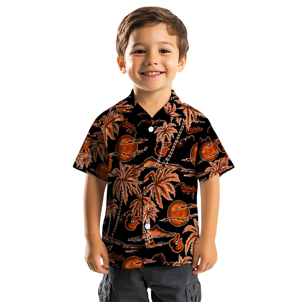 Baltimore Orioles Hawaiian Shirt - Palm Sunset | Hula Hawaiian Shirts