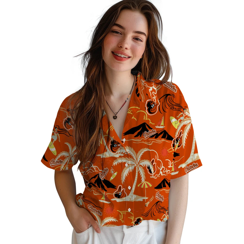 Baltimore Orioles Hawaiian Shirt - Palm Tree Island | Hula Hawaiian Shirts