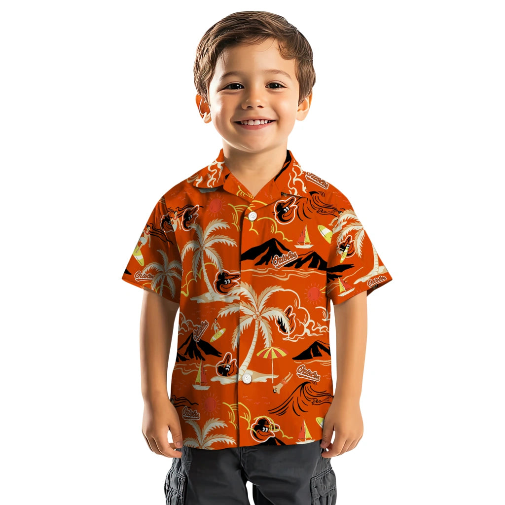 Baltimore Orioles Hawaiian Shirt - Palm Tree Island | Hula Hawaiian Shirts