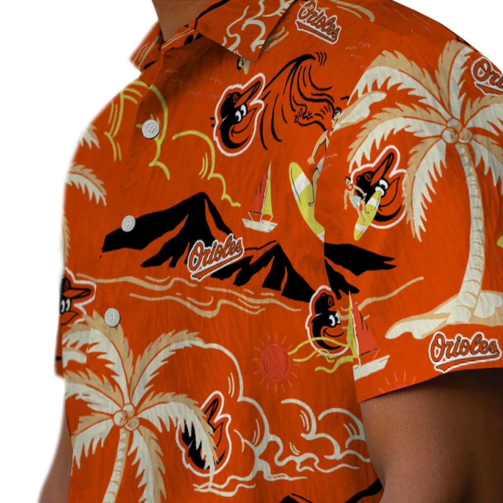 Baltimore Orioles Hawaiian Shirt - Palm Tree Island | Hula Hawaiian Shirts