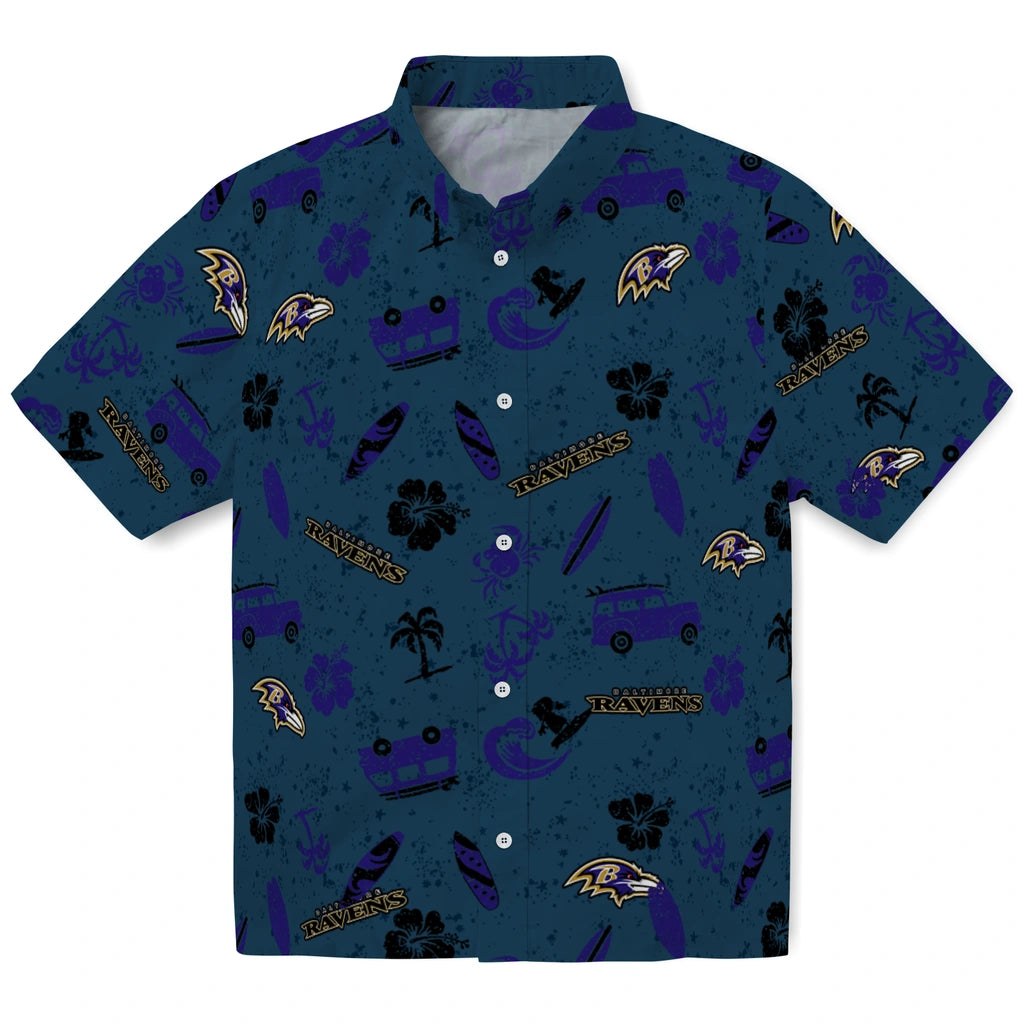 Baltimore Ravens Hawaiian Shirt - Beach Vibe | Hula Hawaiian Shirts