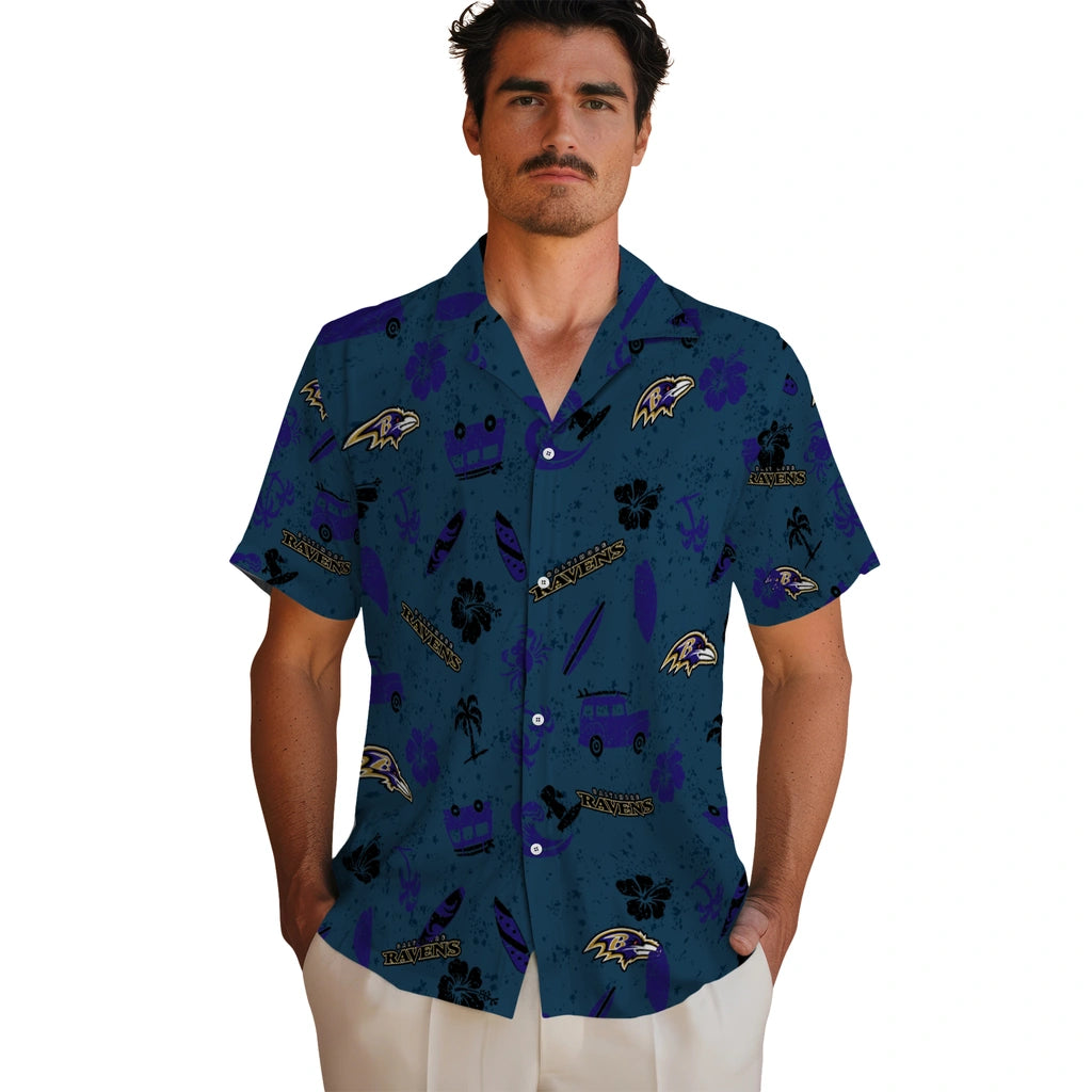 Baltimore Ravens Hawaiian Shirt - Beach Vibe | Hula Hawaiian Shirts