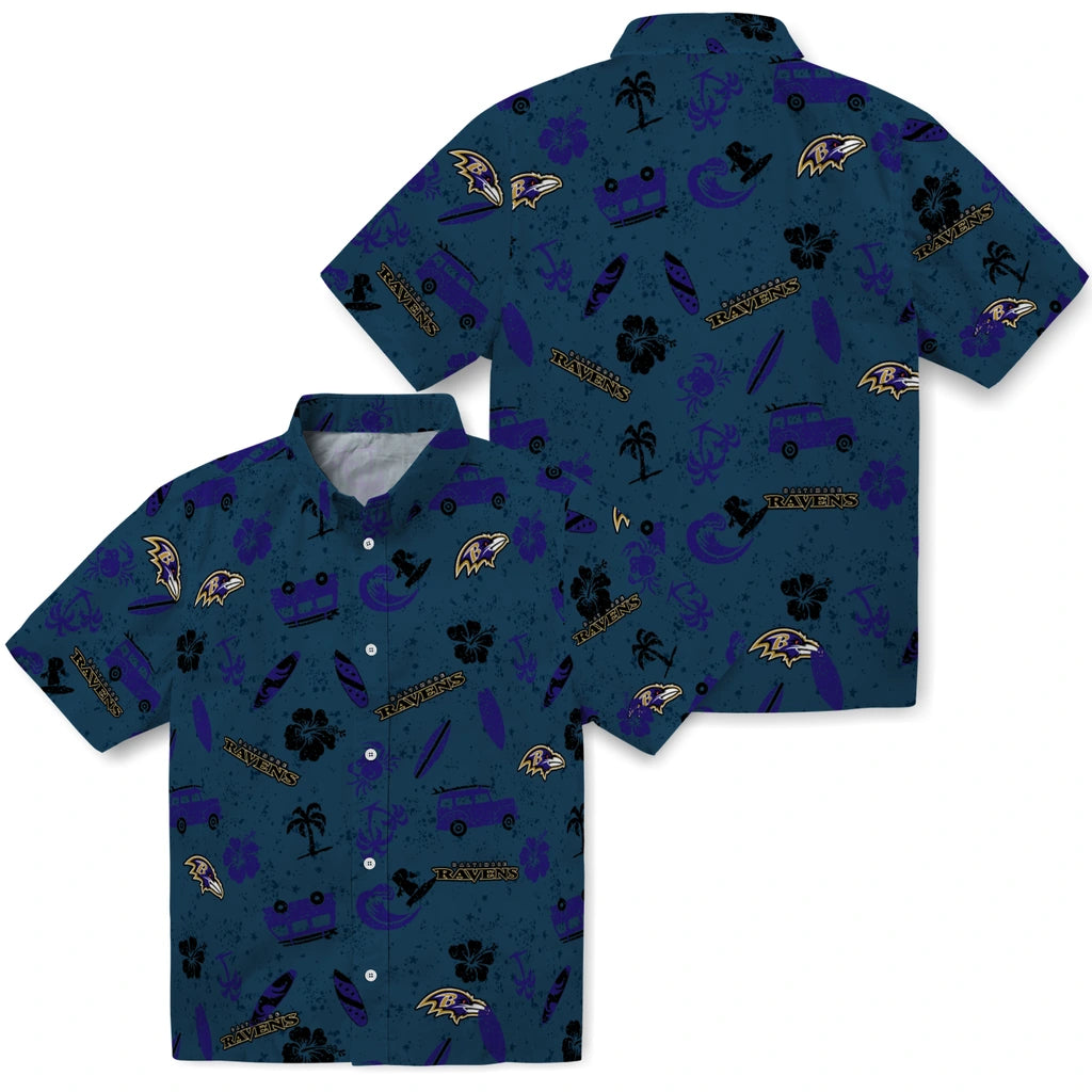 Baltimore Ravens Hawaiian Shirt - Beach Vibe | Hula Hawaiian Shirts