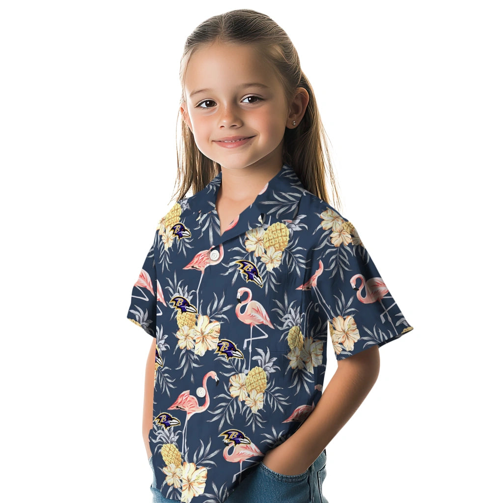 Baltimore Ravens Hawaiian Shirt - Flamingo Hibiscus | Hula Hawaiian Shirts