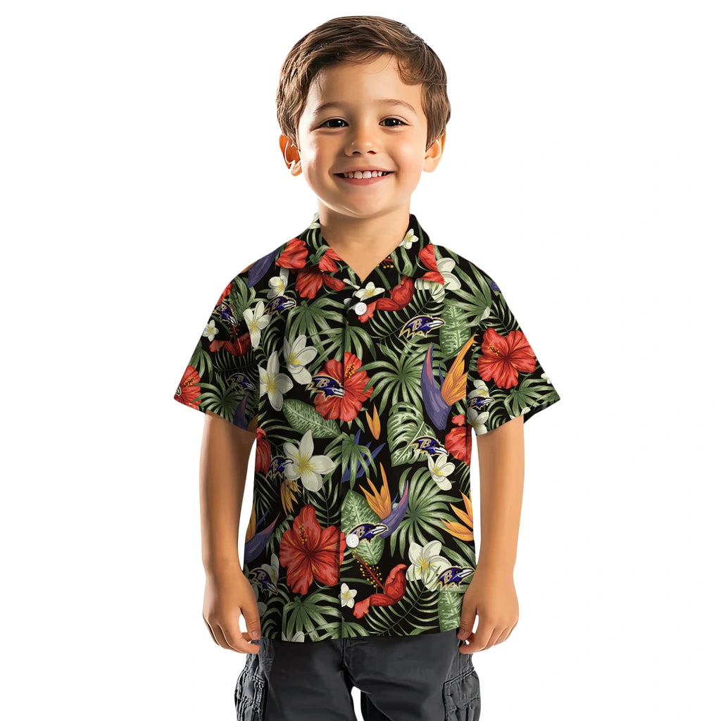 Baltimore Ravens Hawaiian Shirt - Hawaii Floral Hibiscus | Hula Hawaiian Shirts
