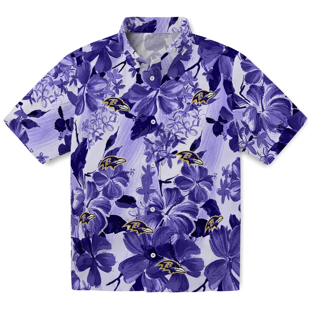 Baltimore Ravens Hawaiian Shirt - Hibiscus Arrangement | Hula Hawaiian Shirts