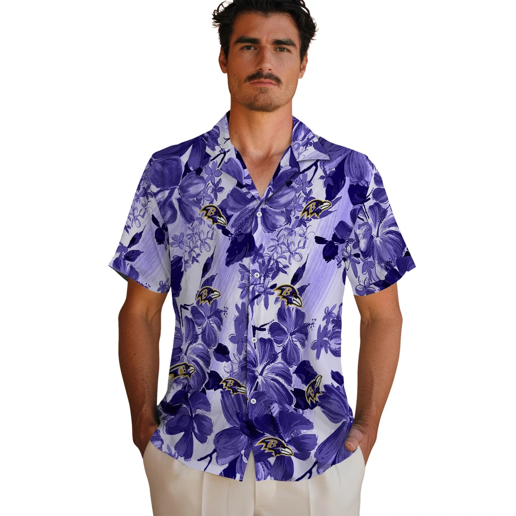 Baltimore Ravens Hawaiian Shirt - Hibiscus Arrangement | Hula Hawaiian Shirts