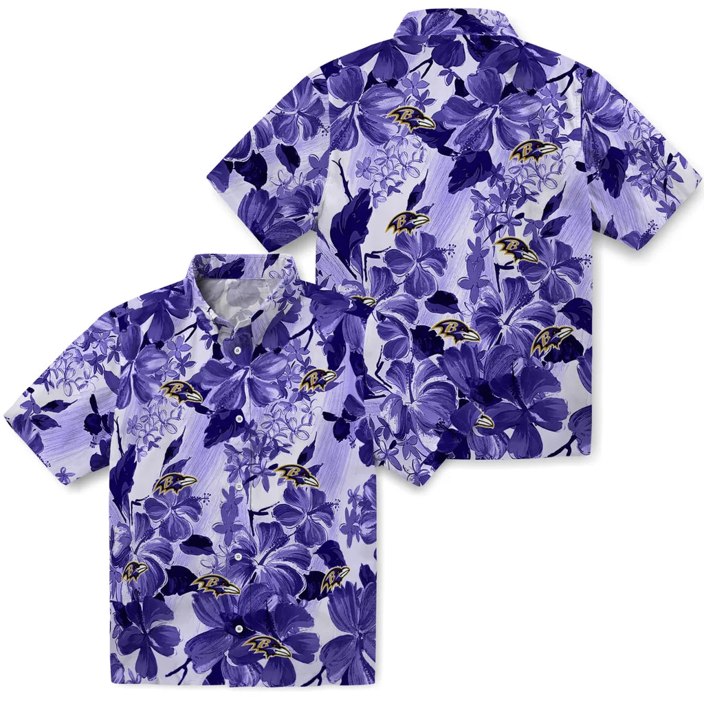 Baltimore Ravens Hawaiian Shirt - Hibiscus Arrangement | Hula Hawaiian Shirts
