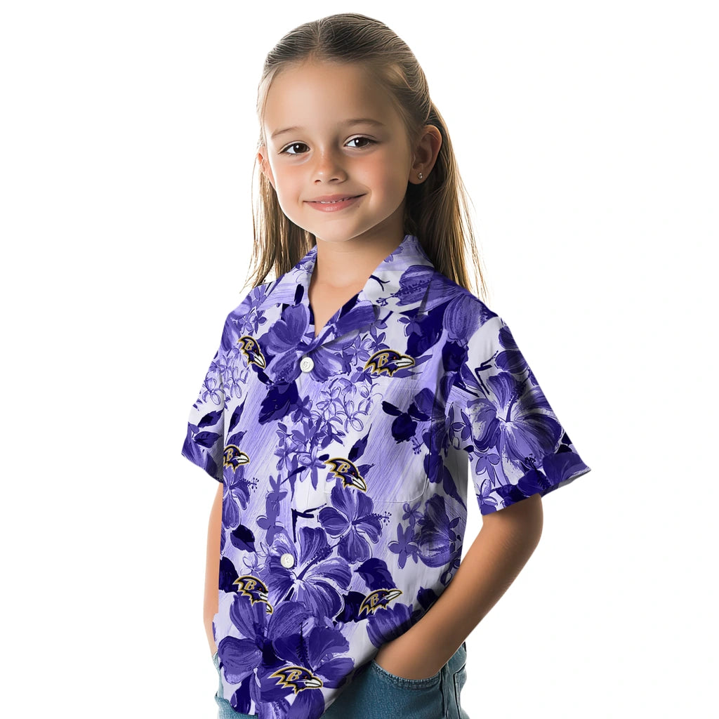 Baltimore Ravens Hawaiian Shirt - Hibiscus Arrangement | Hula Hawaiian Shirts