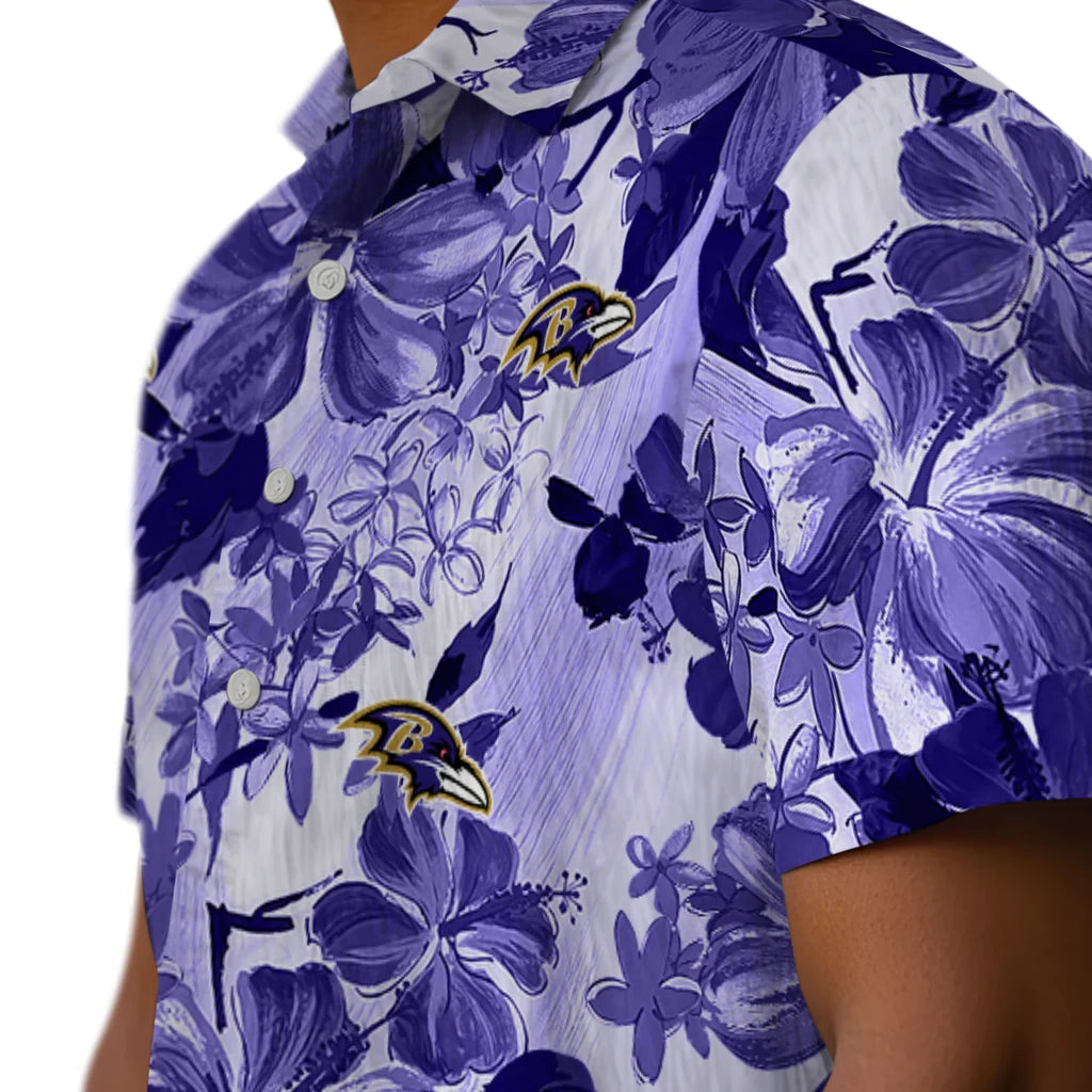Baltimore Ravens Hawaiian Shirt - Hibiscus Arrangement | Hula Hawaiian Shirts