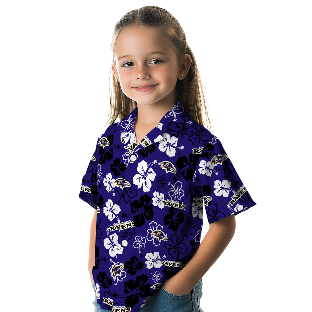 Baltimore Ravens Hawaiian Shirt - Hibiscus Flower Design | Hula Hawaiian Shirts