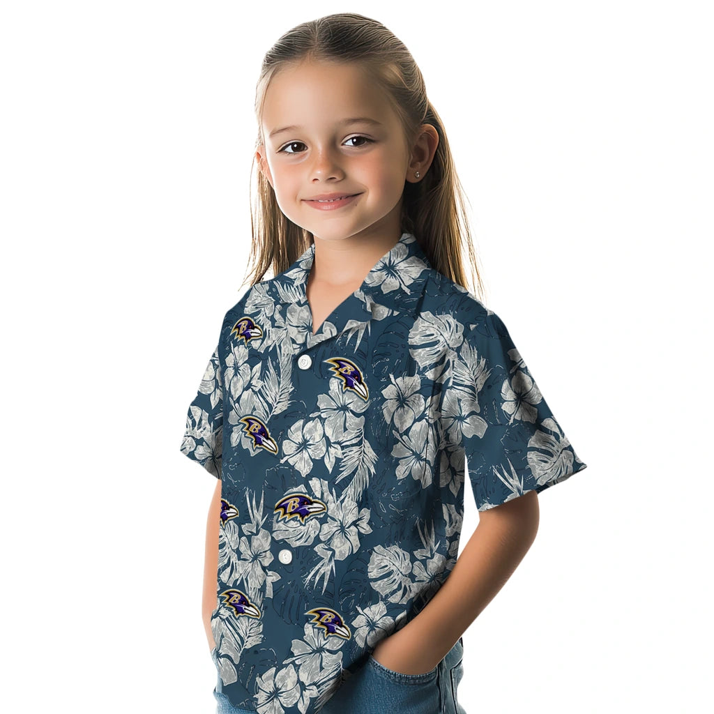 Baltimore Ravens Hawaiian Shirt - Hibiscus Flowers | Hula Hawaiian Shirts