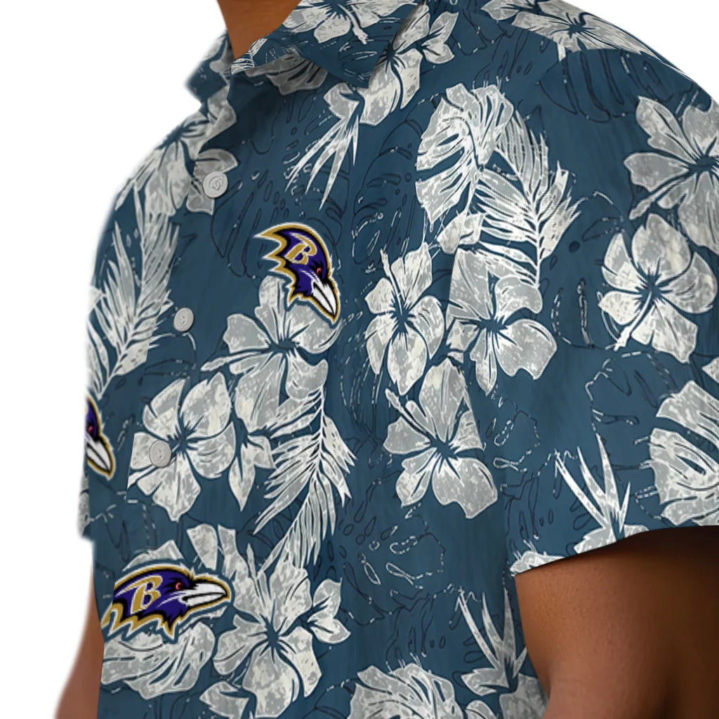 Baltimore Ravens Hawaiian Shirt - Hibiscus Flowers | Hula Hawaiian Shirts