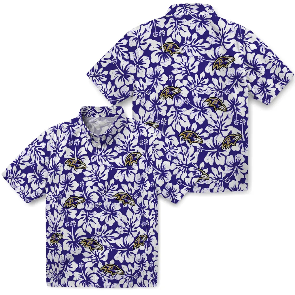 Baltimore Ravens Hawaiian Shirt - Hibiscus Motif | Hula Hawaiian Shirts