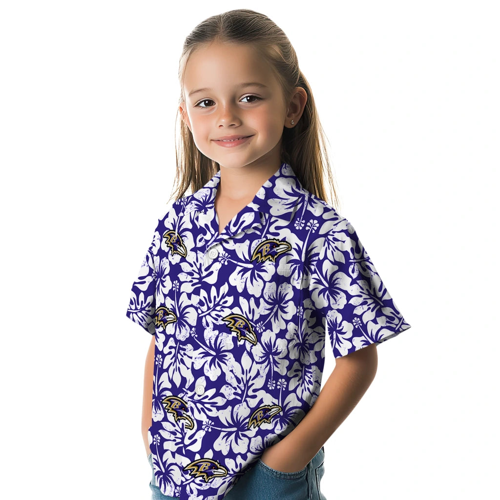 Baltimore Ravens Hawaiian Shirt - Hibiscus Motif | Hula Hawaiian Shirts