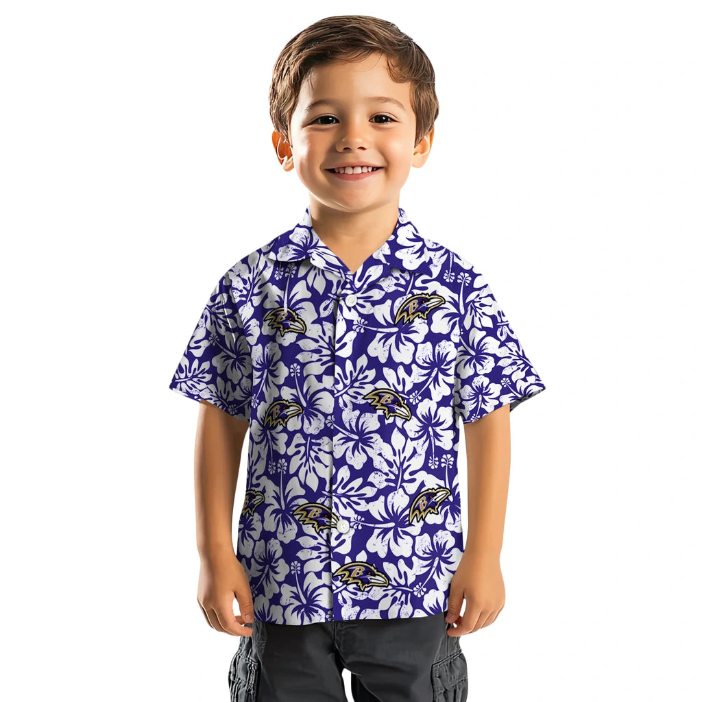Baltimore Ravens Hawaiian Shirt - Hibiscus Motif | Hula Hawaiian Shirts