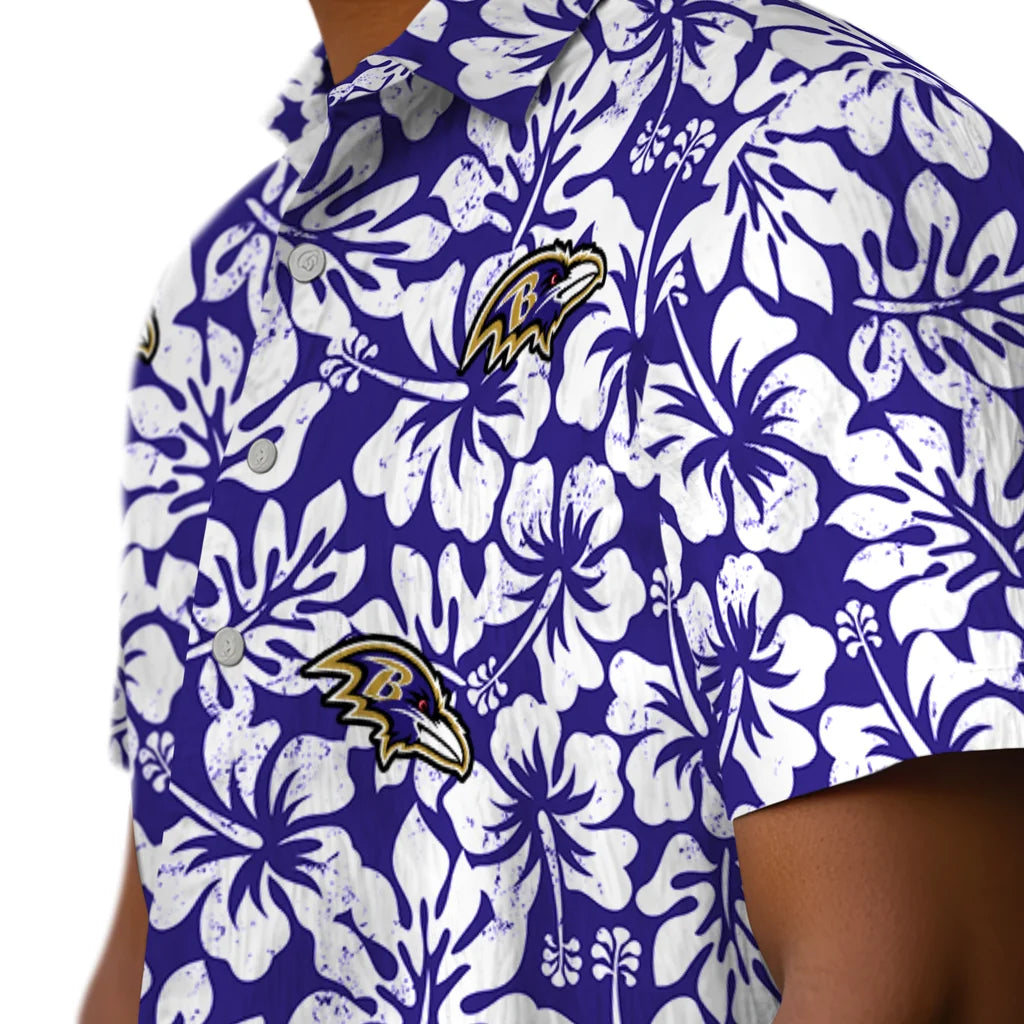 Baltimore Ravens Hawaiian Shirt - Hibiscus Motif | Hula Hawaiian Shirts