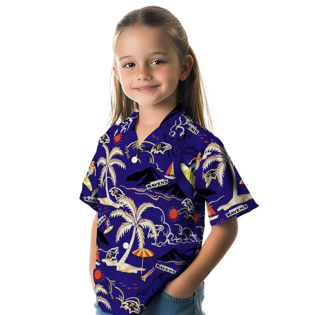 Baltimore Ravens Hawaiian Shirt - Palm Tree Island | Hula Hawaiian Shirts