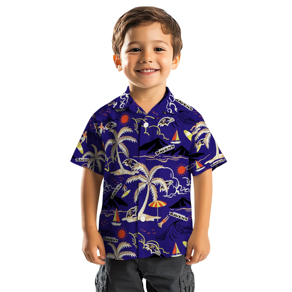 Baltimore Ravens Hawaiian Shirt - Palm Tree Island | Hula Hawaiian Shirts