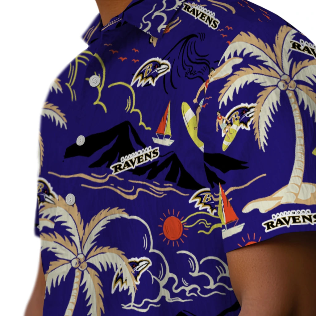 Baltimore Ravens Hawaiian Shirt - Palm Tree Island | Hula Hawaiian Shirts