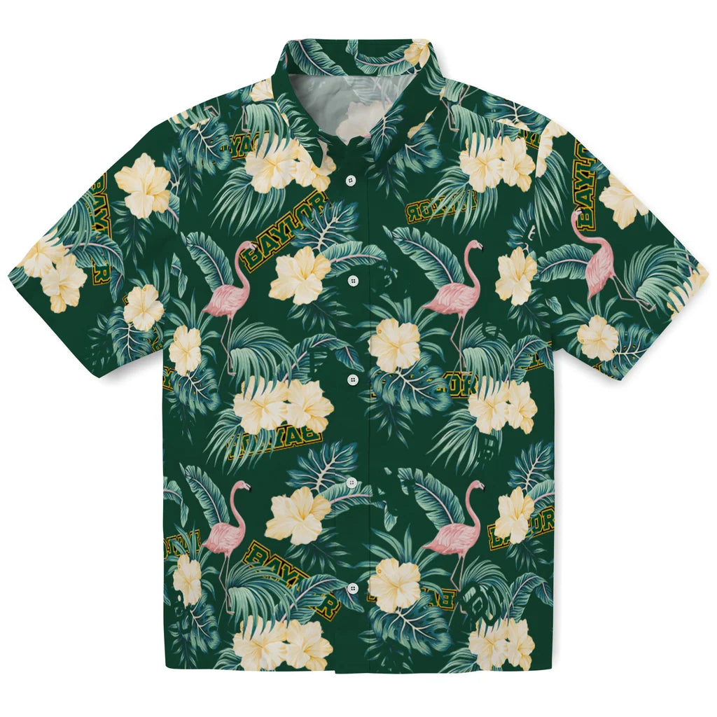 Baylor Bears Hawaiian Shirt - Flamingo and Hibiscus | Hula Hawaiian Shirts