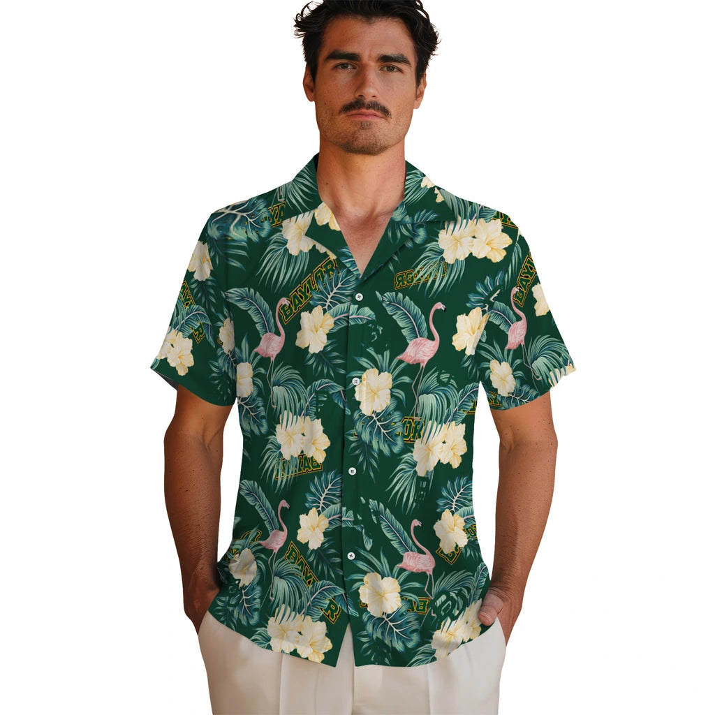 Baylor Bears Hawaiian Shirt - Flamingo and Hibiscus | Hula Hawaiian Shirts