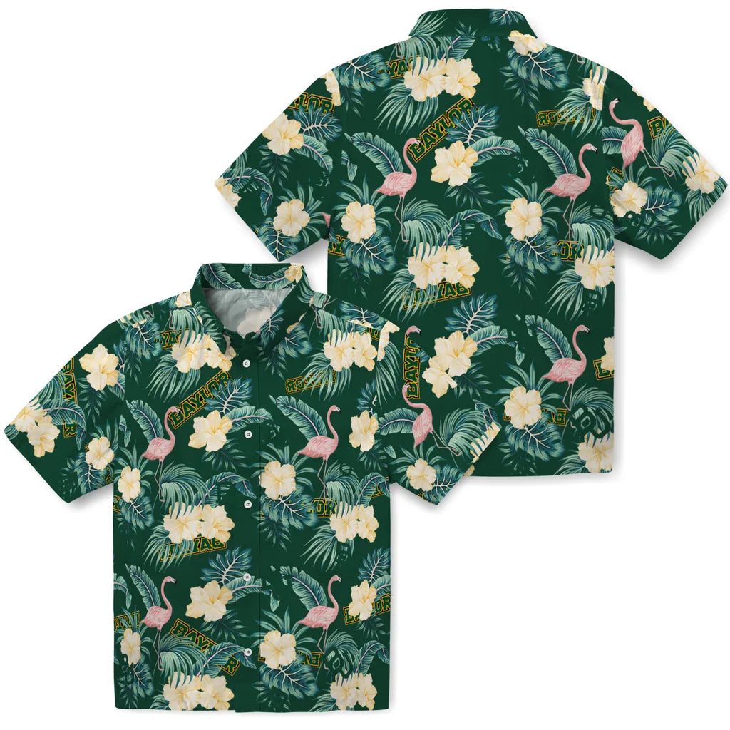 Baylor Bears Hawaiian Shirt - Flamingo and Hibiscus | Hula Hawaiian Shirts