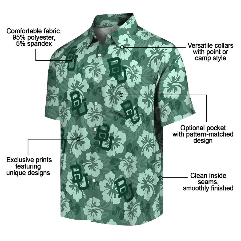 Baylor Bears Hawaiian Shirt - Hibiscus Cluster | Hula Hawaiian Shirts