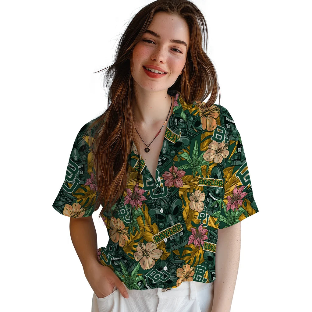 Baylor Bears Hawaiian Shirt - Hibiscus Tiki Jungle | Hula Hawaiian Shirts