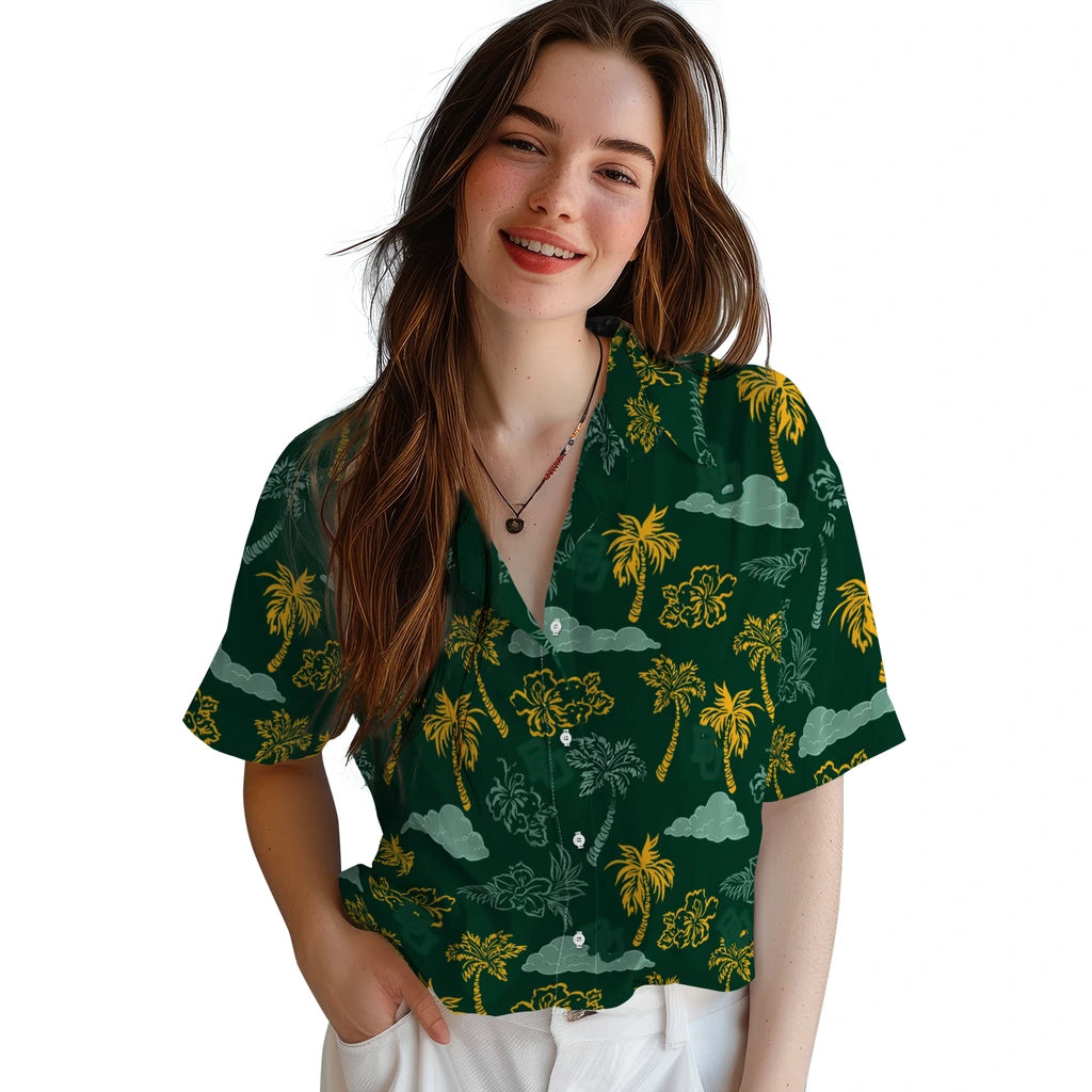 Baylor Bears Hawaiian Shirt - Palm And Clouds | Hula Hawaiian Shirts