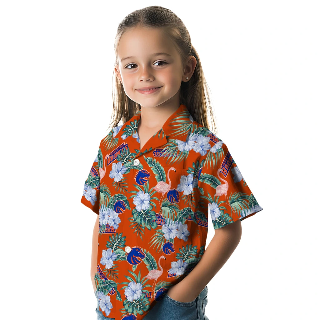Boise State Broncos Hawaiian Shirt - Flamingo and Hibiscus | Hula Hawaiian Shirts