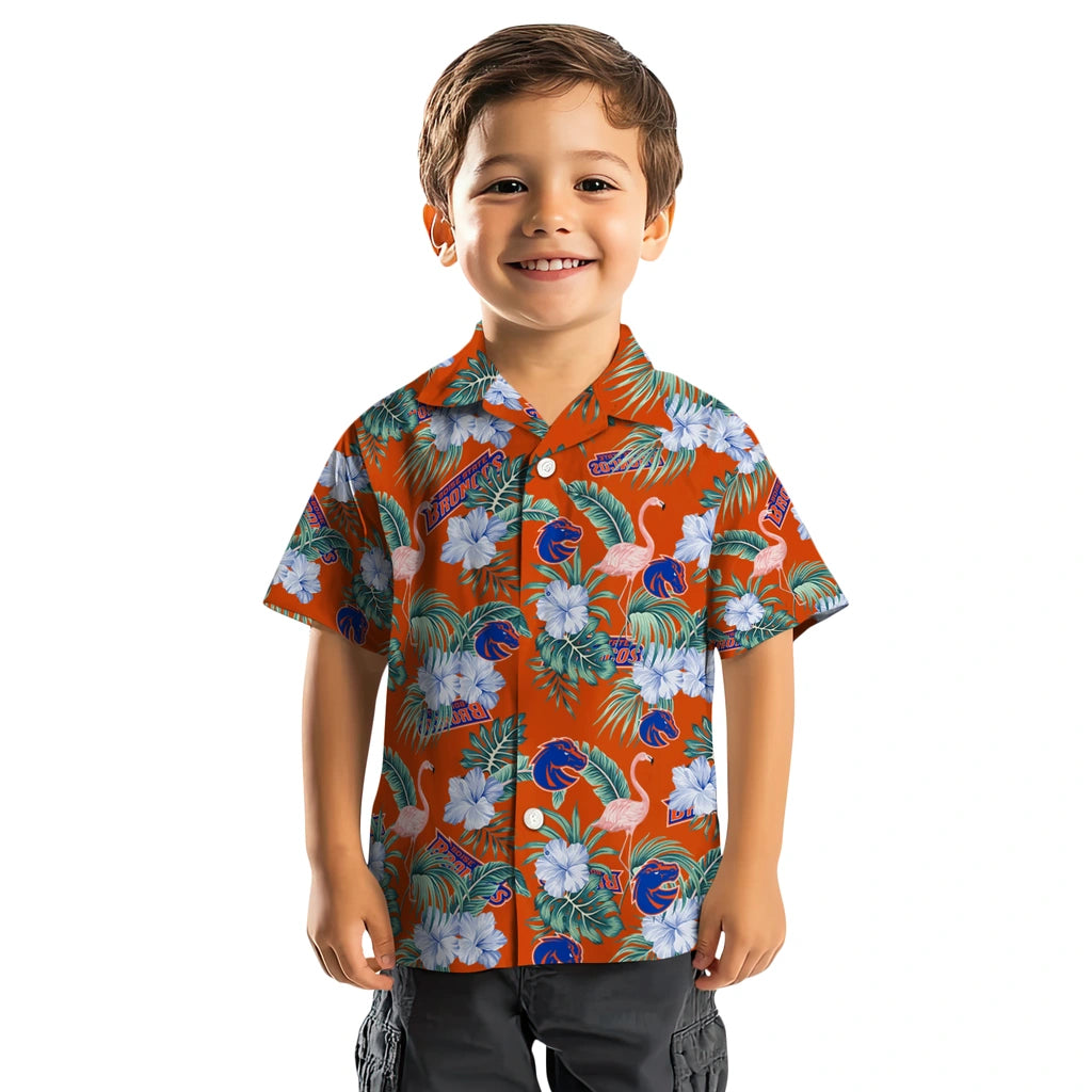 Boise State Broncos Hawaiian Shirt - Flamingo and Hibiscus | Hula Hawaiian Shirts