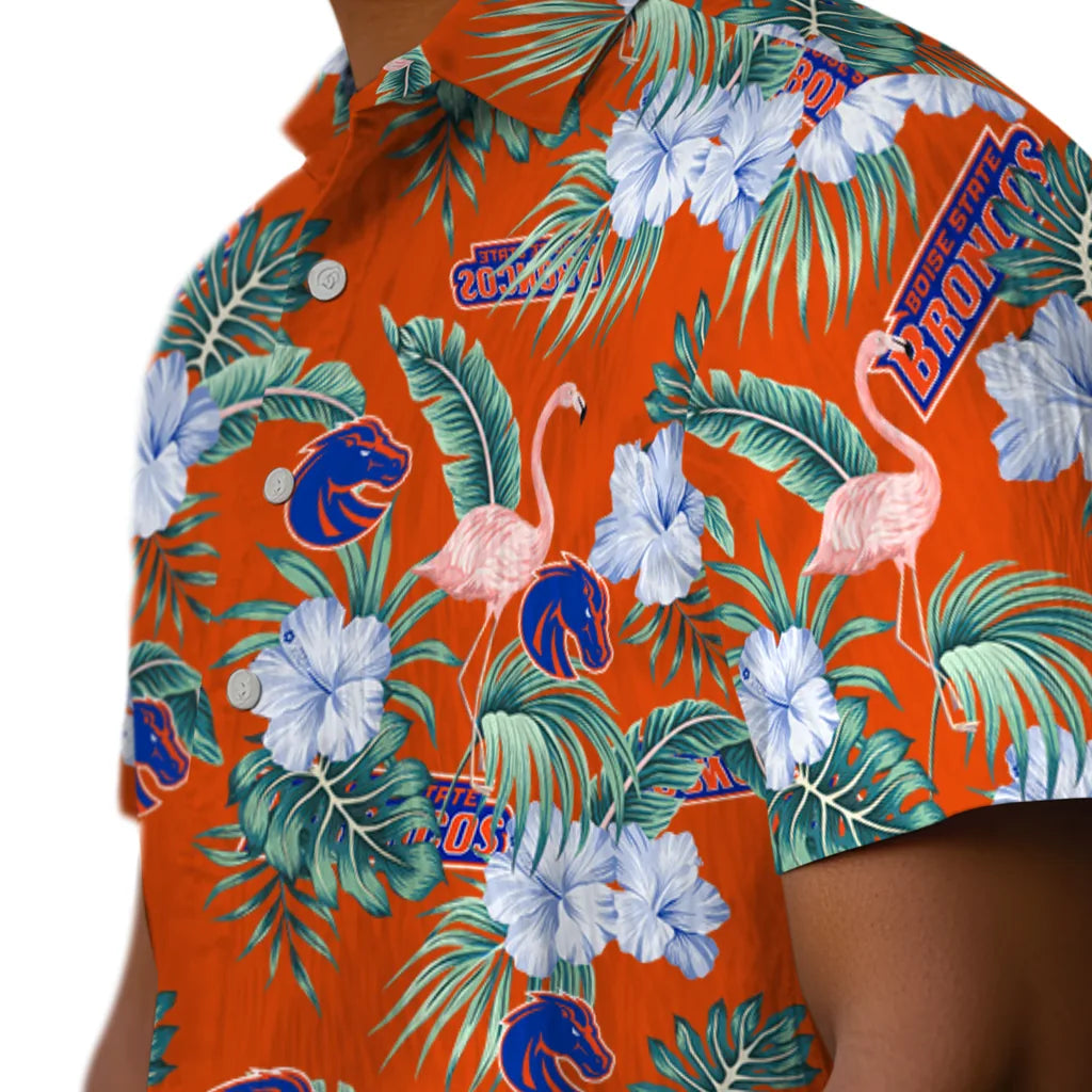 Boise State Broncos Hawaiian Shirt - Flamingo and Hibiscus | Hula Hawaiian Shirts