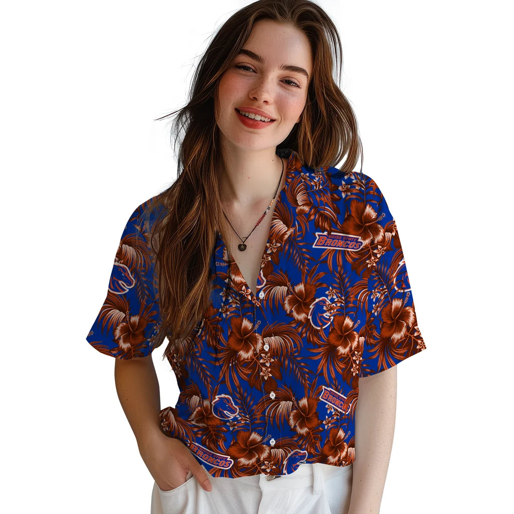 Boise State Broncos Hawaiian Shirt - Hibiscus Exotic | Hula Hawaiian Shirts