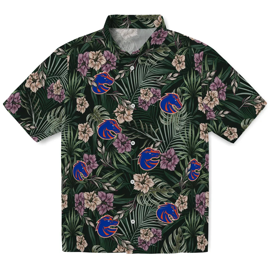 Boise State Broncos Hawaiian Shirt - Hibiscus Leaves Pattern | Hula Hawaiian Shirts