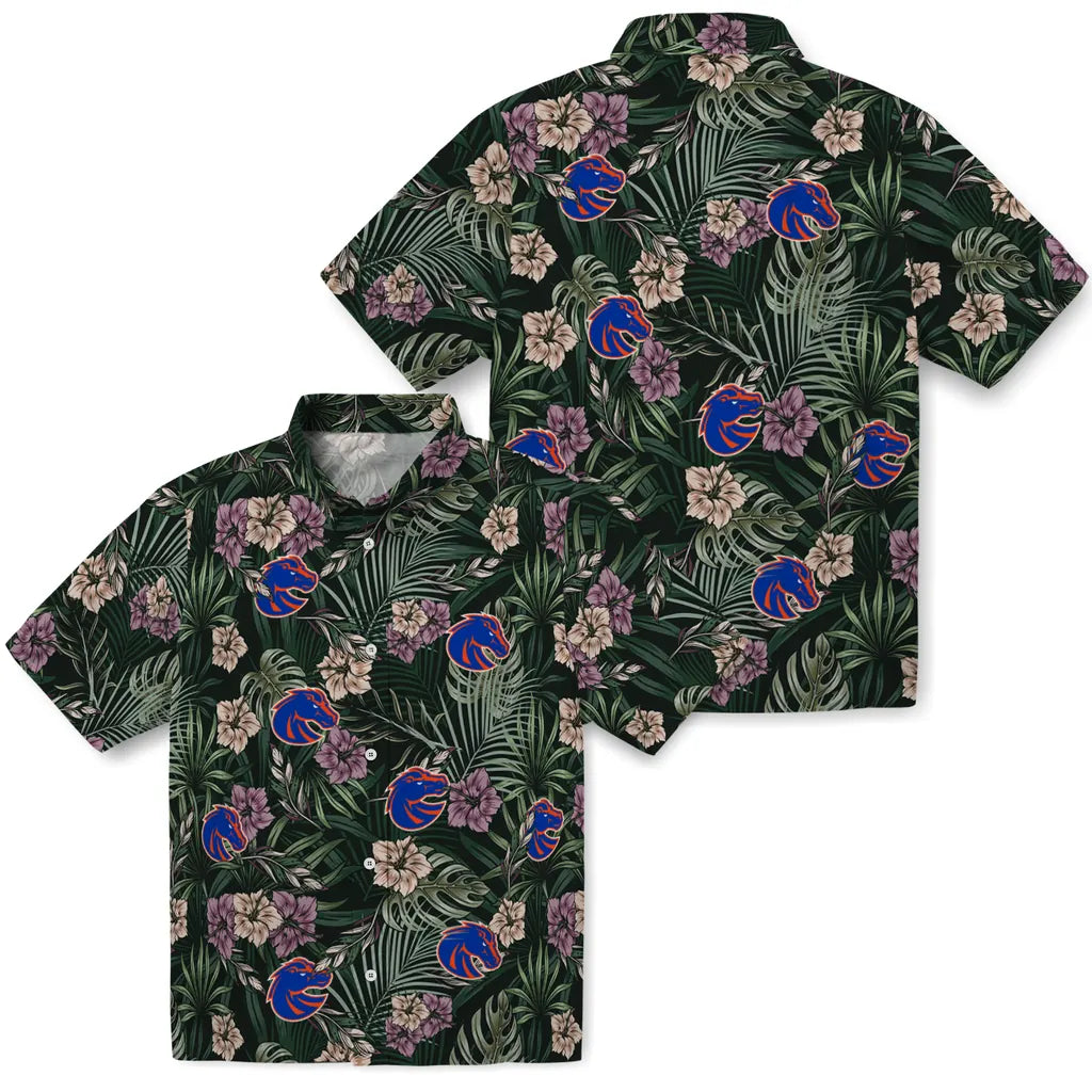 Boise State Broncos Hawaiian Shirt - Hibiscus Leaves Pattern | Hula Hawaiian Shirts