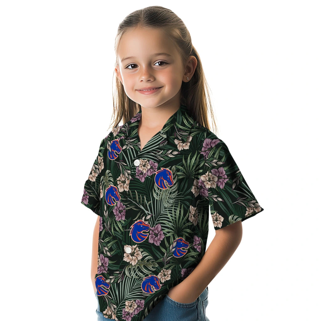 Boise State Broncos Hawaiian Shirt - Hibiscus Leaves Pattern | Hula Hawaiian Shirts