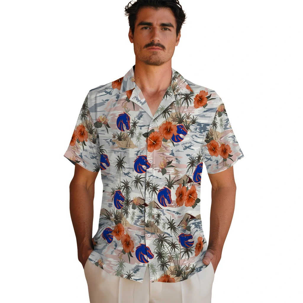 Boise State Broncos Hawaiian Shirt - Hibiscus Seaside | Hula Hawaiian Shirts
