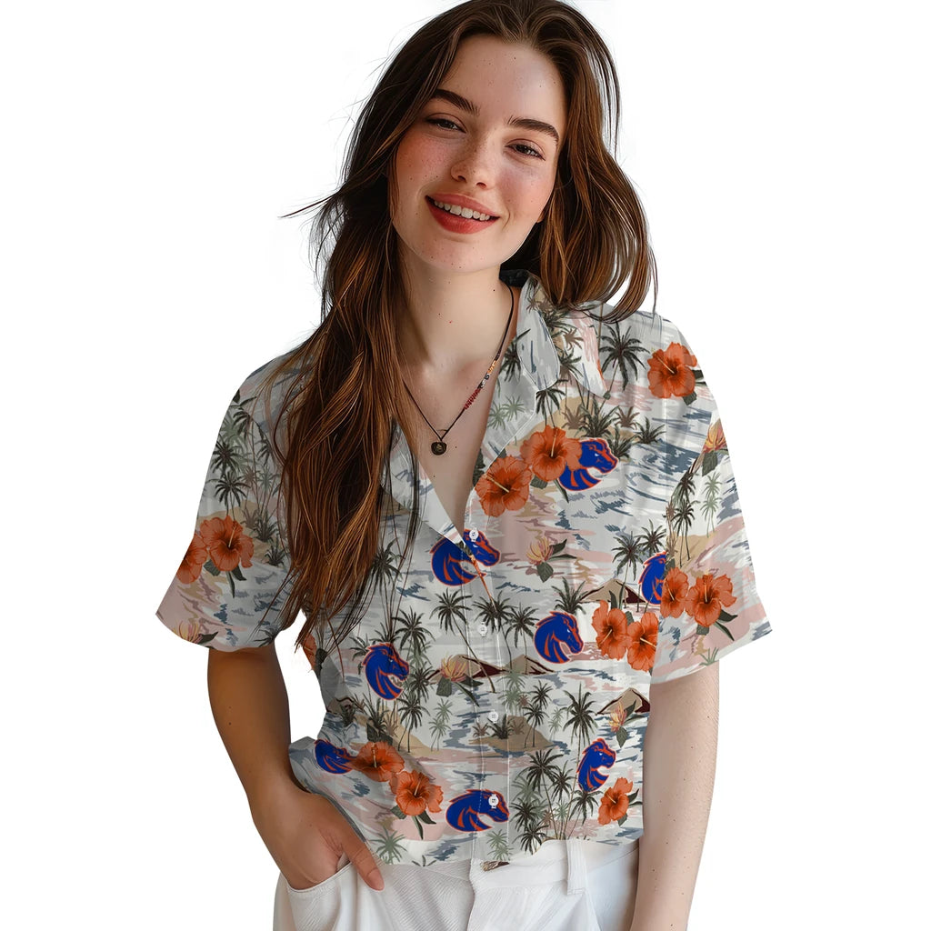 Boise State Broncos Hawaiian Shirt - Hibiscus Seaside | Hula Hawaiian Shirts