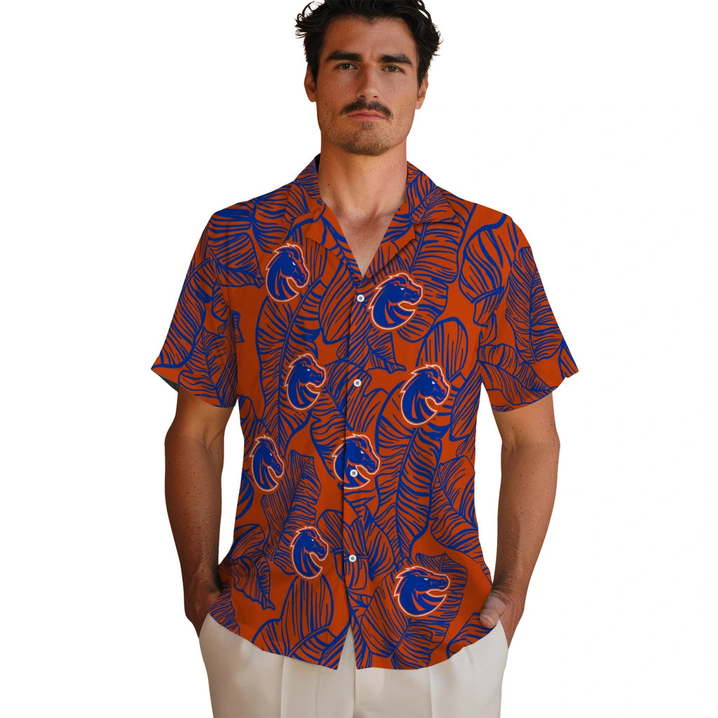 Boise State Broncos Hawaiian Shirt - Leaf Outline | Hula Hawaiian Shirts