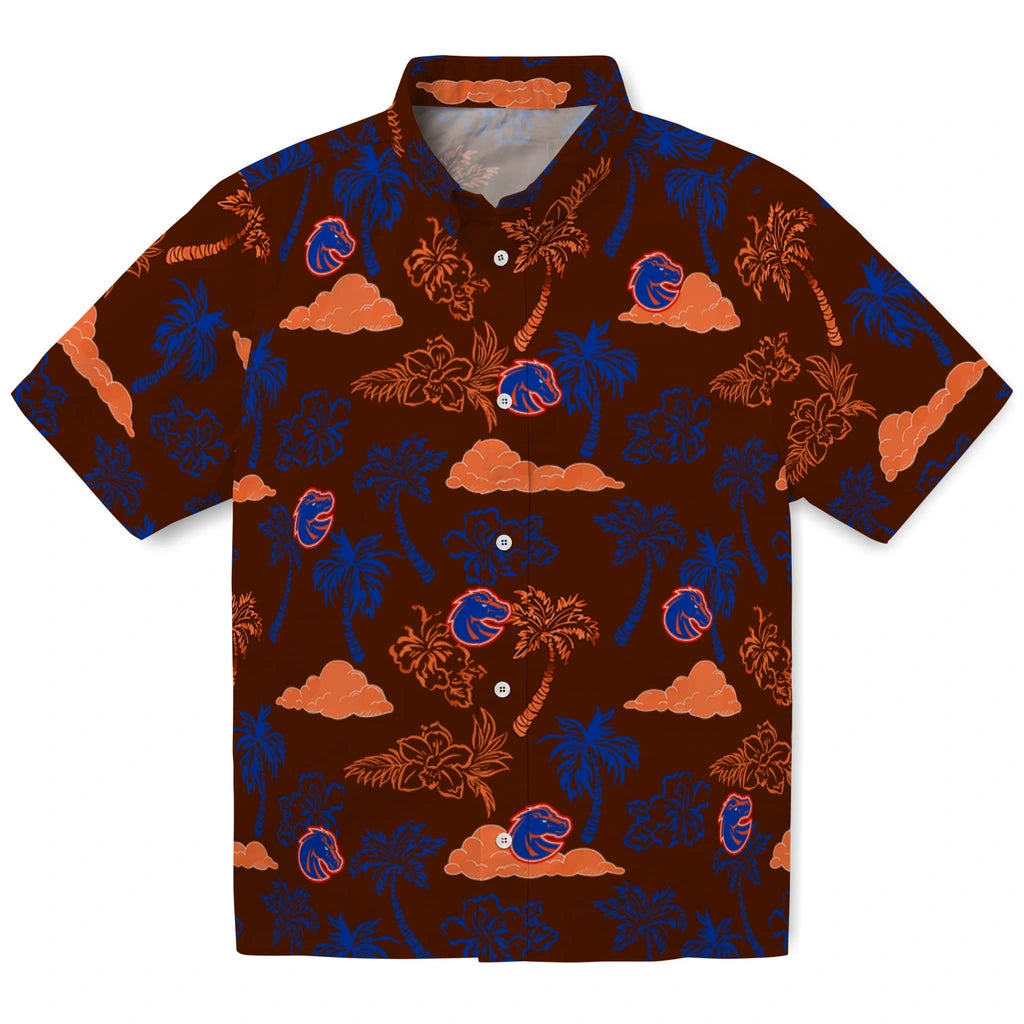 Boise State Broncos Hawaiian Shirt - Palm And Clouds | Hula Hawaiian Shirts