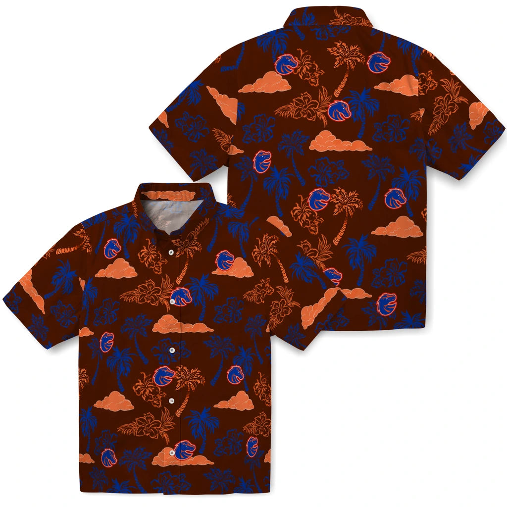 Boise State Broncos Hawaiian Shirt - Palm And Clouds | Hula Hawaiian Shirts