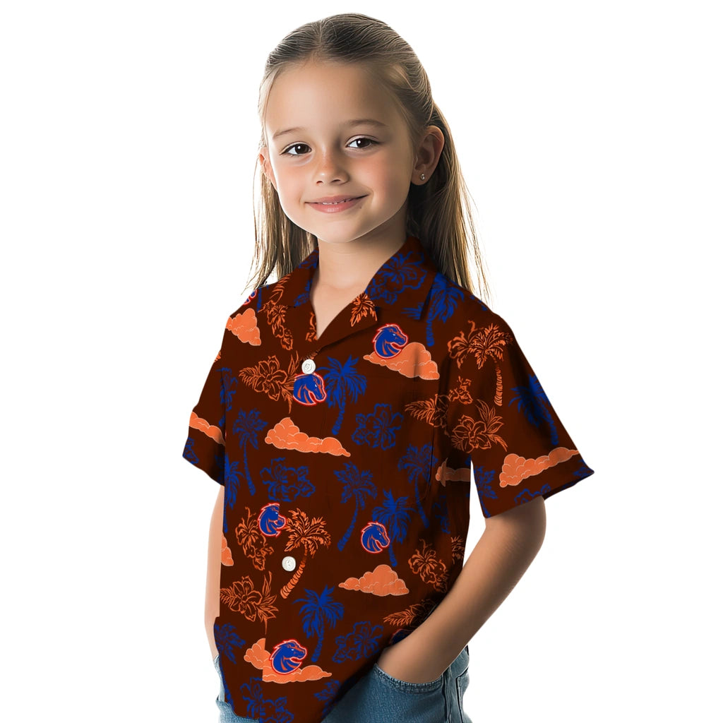 Boise State Broncos Hawaiian Shirt - Palm And Clouds | Hula Hawaiian Shirts