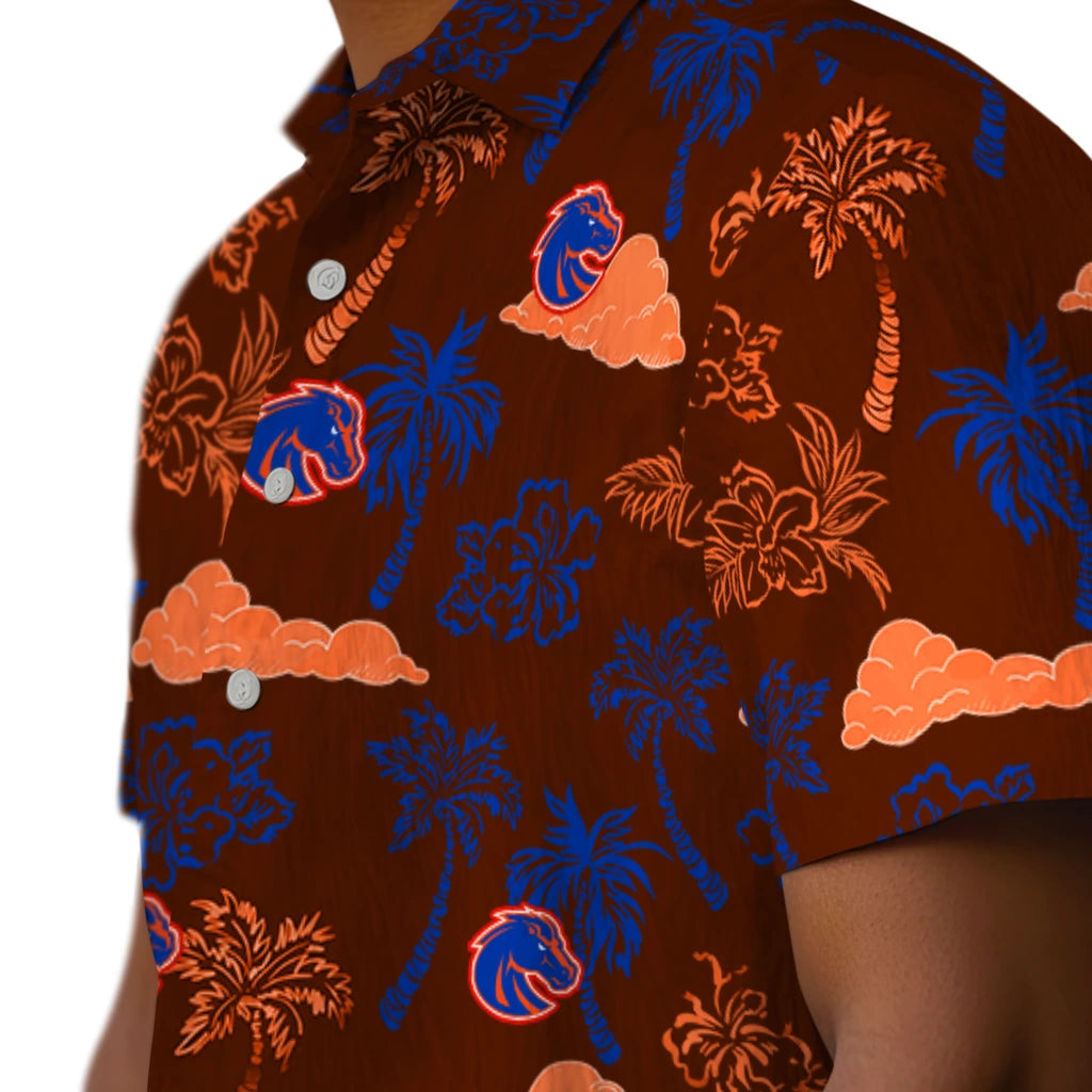 Boise State Broncos Hawaiian Shirt - Palm And Clouds | Hula Hawaiian Shirts