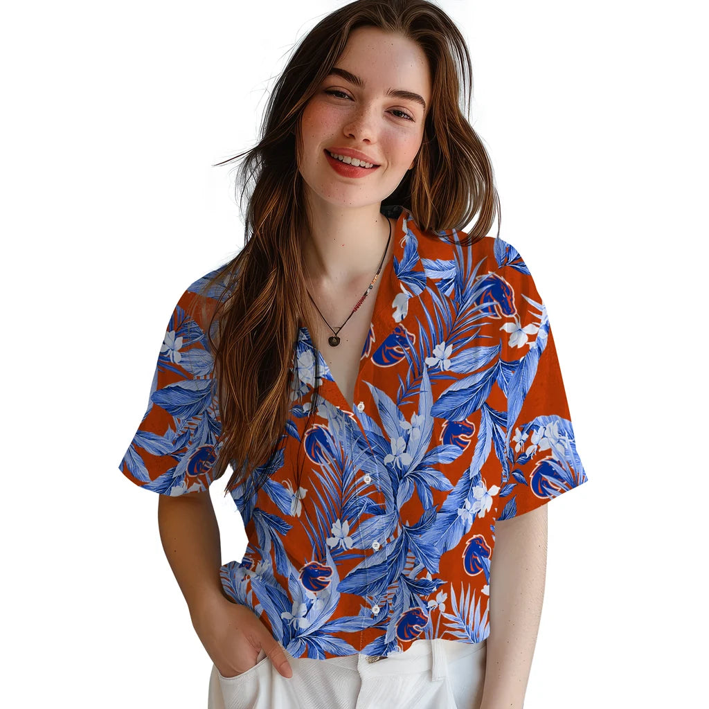 Boise State Broncos Hawaiian Shirt - Palm Leaves | Hula Hawaiian Shirts