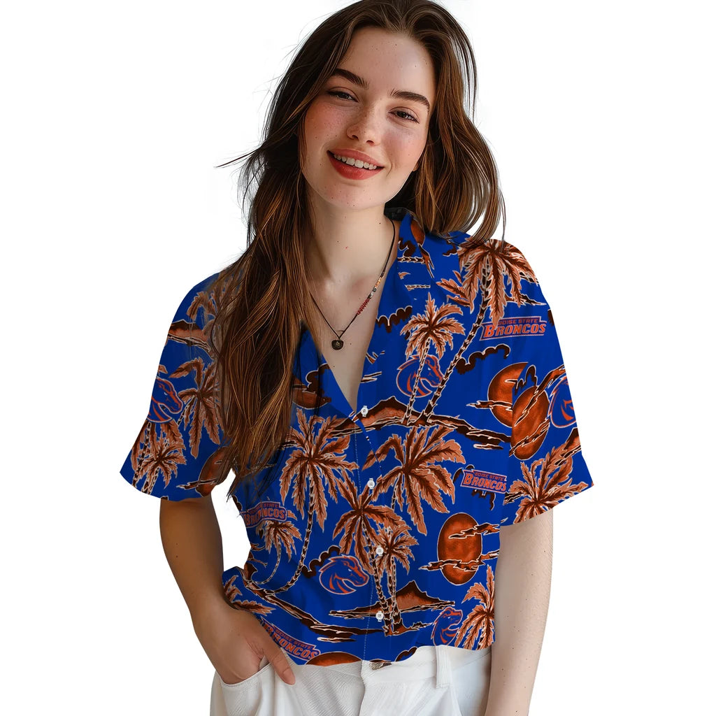 Boise State Broncos Hawaiian Shirt - Palm Sunset | Hula Hawaiian Shirts
