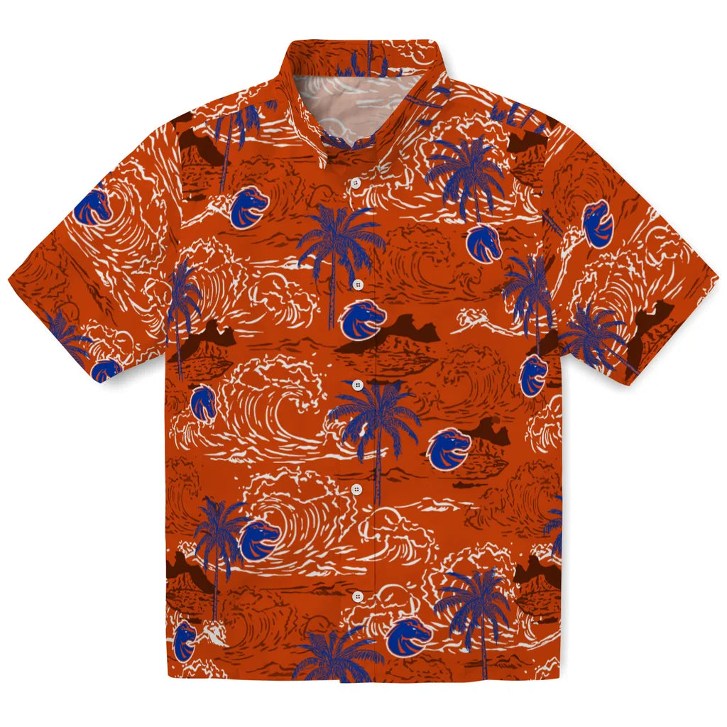 Boise State Broncos Hawaiian Shirt - Wave Palm | Hula Hawaiian Shirts