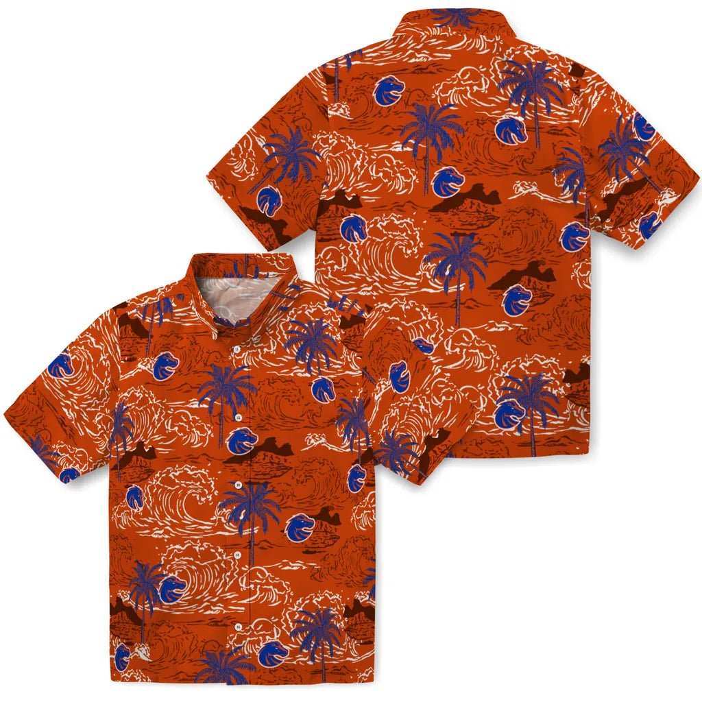 Boise State Broncos Hawaiian Shirt - Wave Palm | Hula Hawaiian Shirts