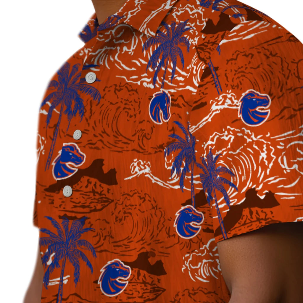 Boise State Broncos Hawaiian Shirt - Wave Palm | Hula Hawaiian Shirts